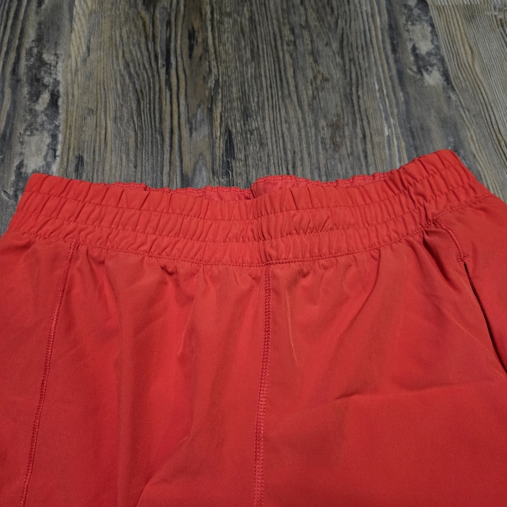 Red Athletic Shorts with Compression Layer and Elastic Waistband - Picture 8 of 14